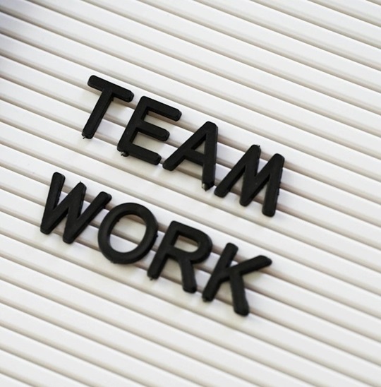 Team Work als schwarzer Schriftzug auf weissem Hintergrund